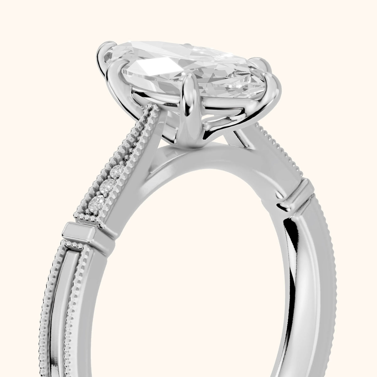 Jovanna Vintage Cathedral Marquise Diamond Engagement Ring in Silver - slant-view.webp