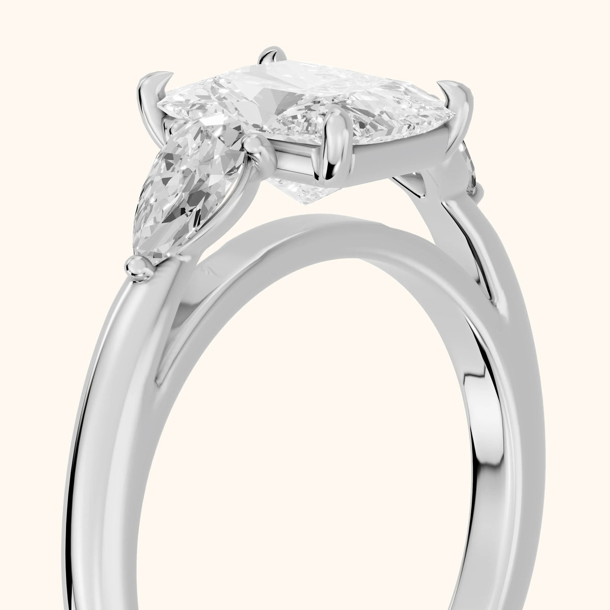 Stella Three-Stone Radiant Diamond Engagement Ring in White Gold - slant-view.webp