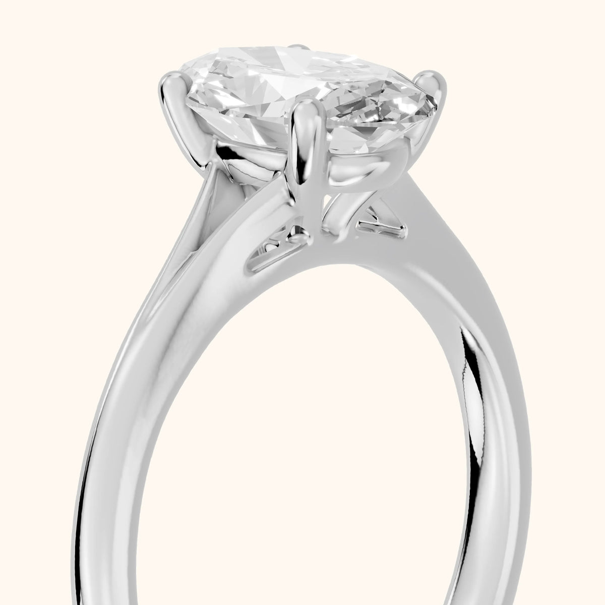 Melanie Solitaire Split Shank Oval Diamond Engagement Ring in Platinum - slant-view.webp