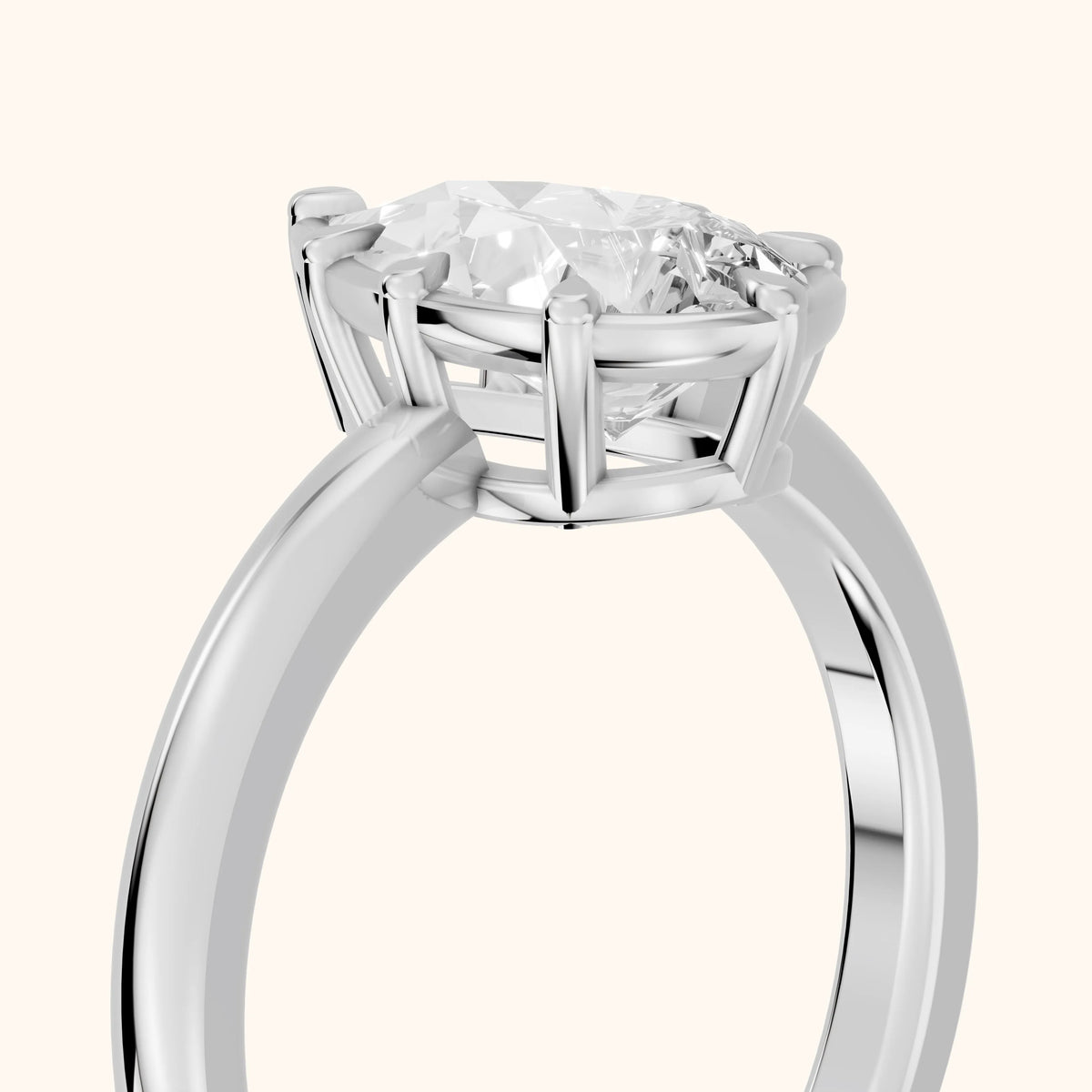 Montauk Crown Solitaire Pear Diamond Engagement Ring in Silver - slant-view.webp