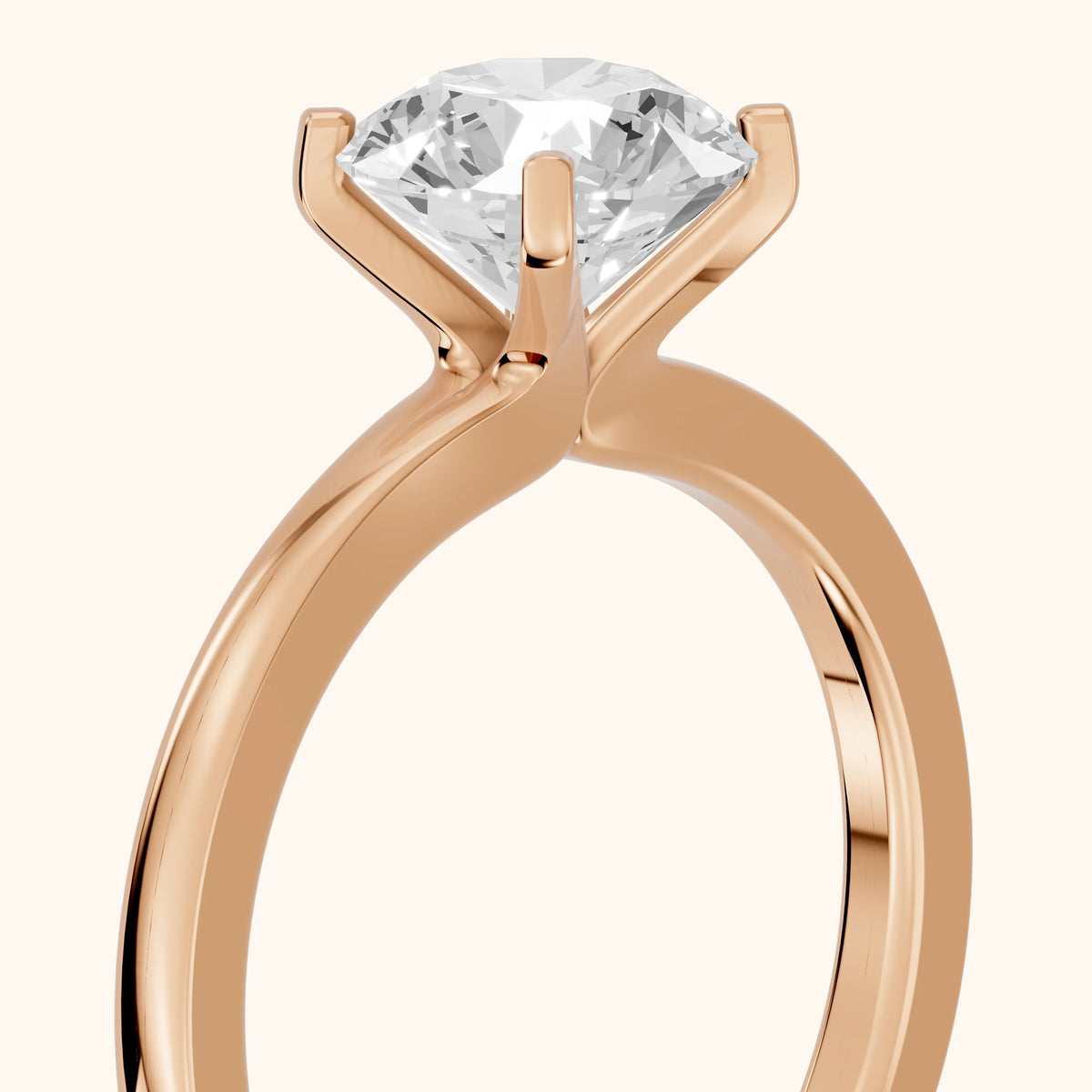 Matilda Cathedral Solitaire Round Diamond Engagement Ring in Rose Gold - slant-view.webp