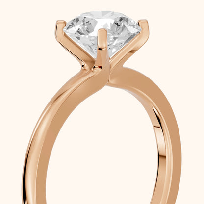 Matilda Cathedral Solitaire Round Diamond Engagement Ring in Rose Gold - slant-view.webp