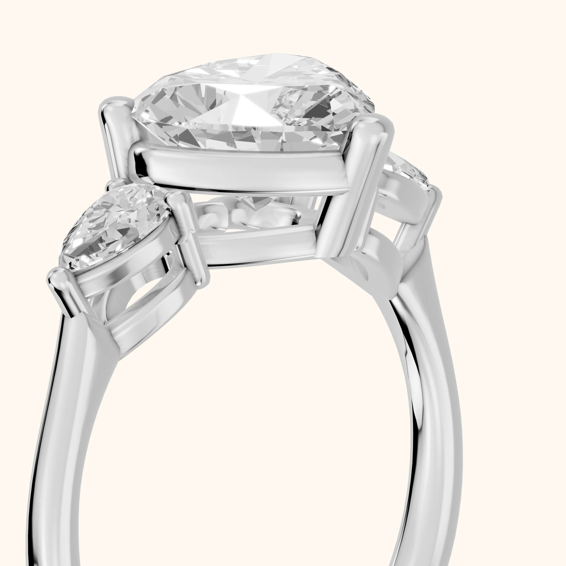 Faye Three-Stone Trellis Heart Diamond Ring in White Gold - slant-view.webp