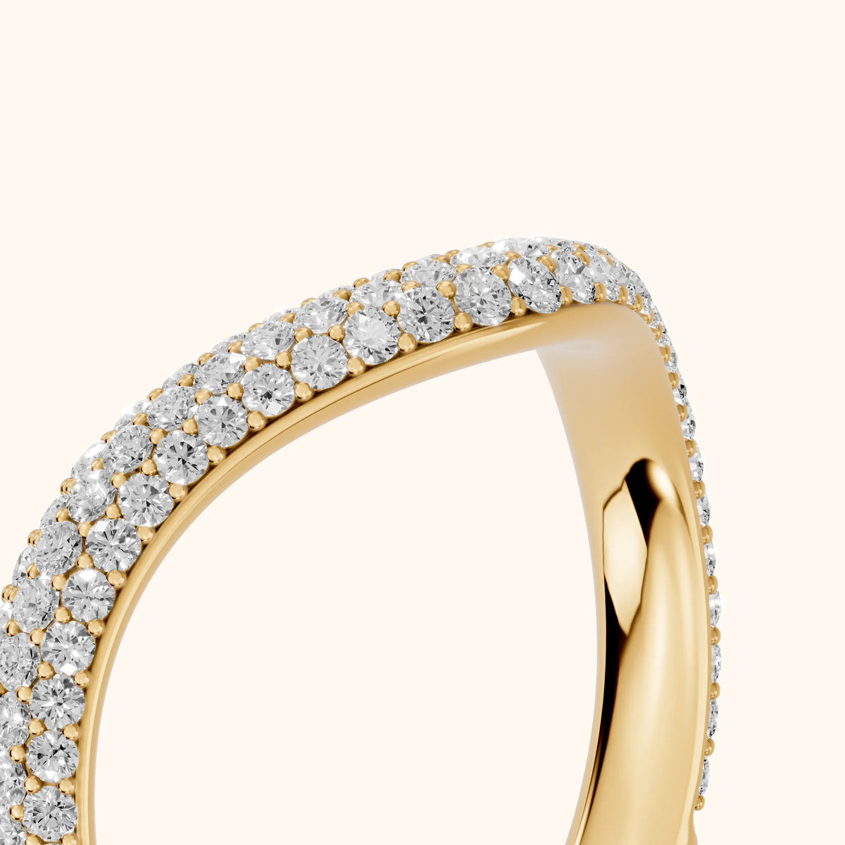 Alicia Curved Micropavé Round Diamond Half Eternity Band in Yellow Gold - slant-view