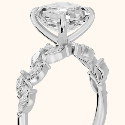 Mirella Laurel Asscher Diamond Engagement Ring in White Gold - slant-view.webp