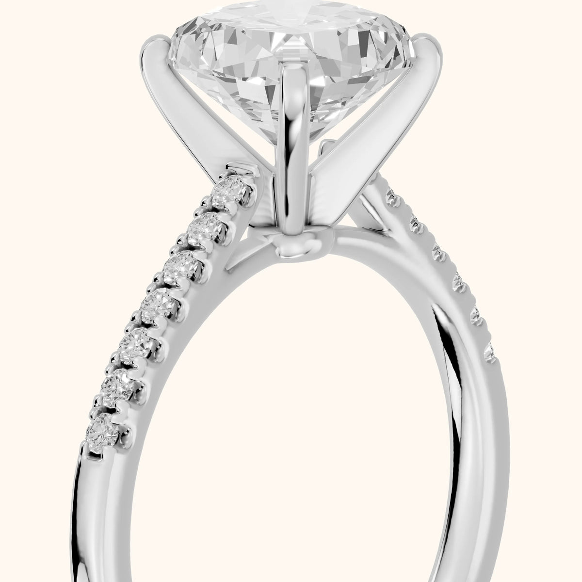 Salem Pavé Cushion Diamond Engagement Ring in White Gold - slant-view.webp