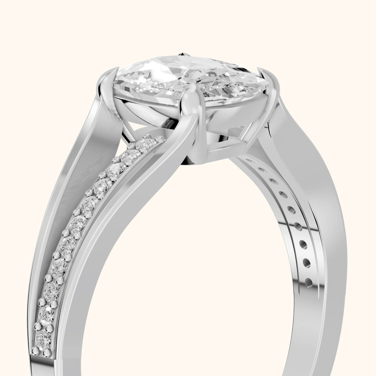 Lucinda Split Shank Cushion Diamond Engagement Ring in Platinum - slant-view.webp