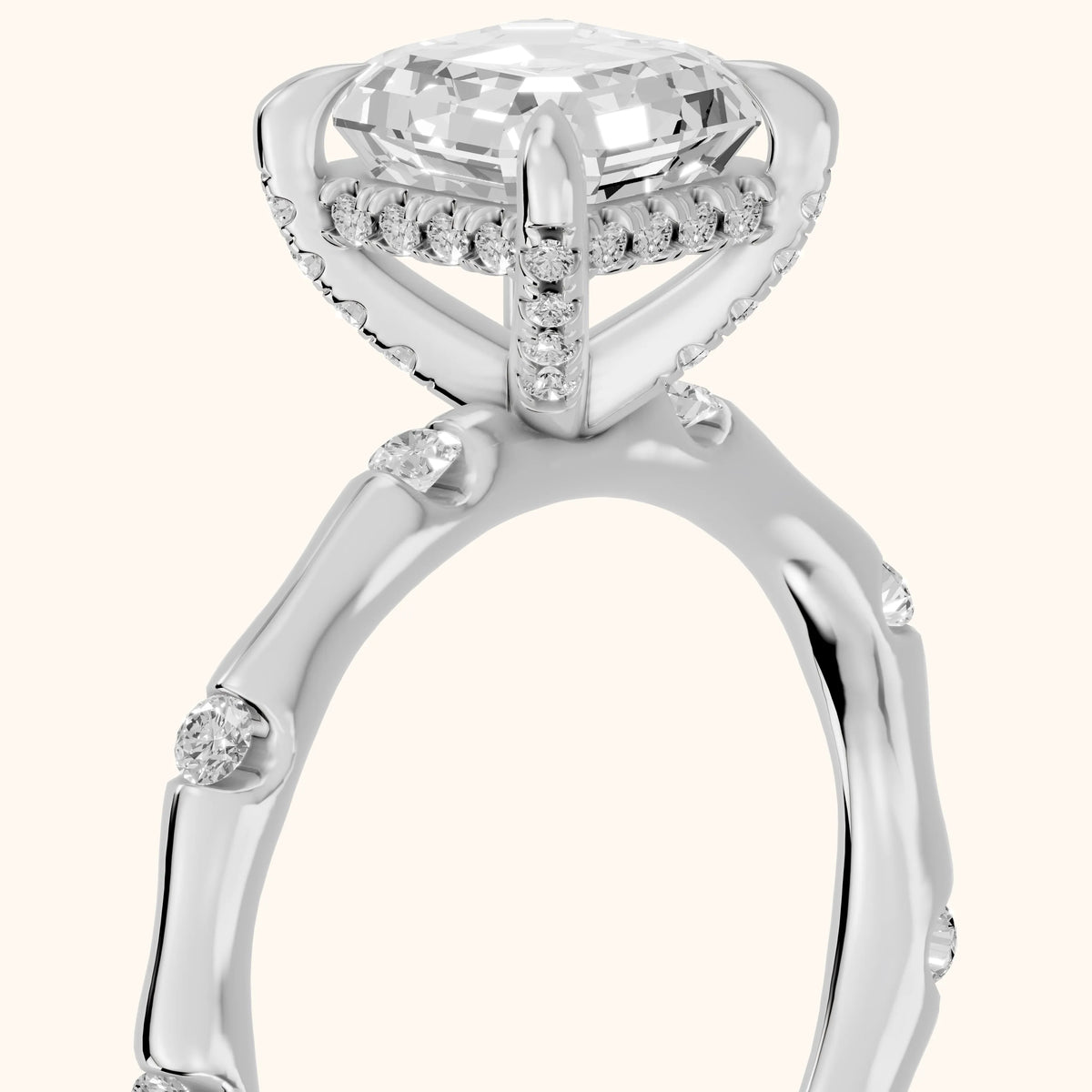 Liv Hidden Halo Asscher Diamond Engagement Ring in Platinum - slant-view.webp
