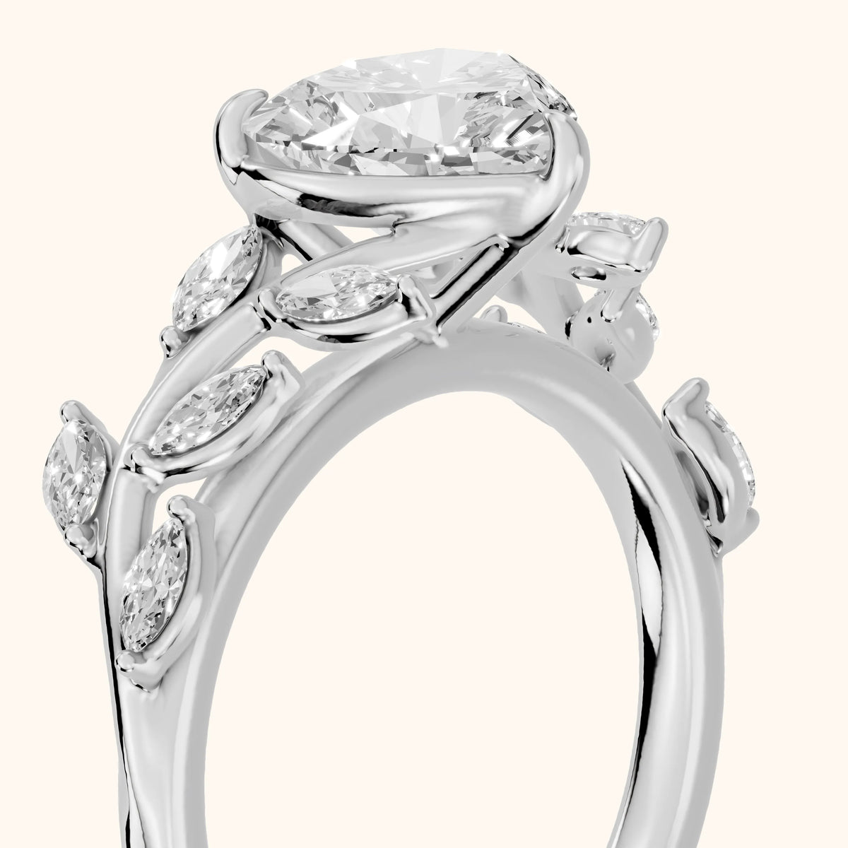 Andrea Vine Heart Diamond Engagement Ring in Platinum - slant-view.webp