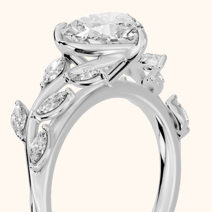 Andrea Vine Heart Diamond Engagement Ring in Platinum - slant-view.webp