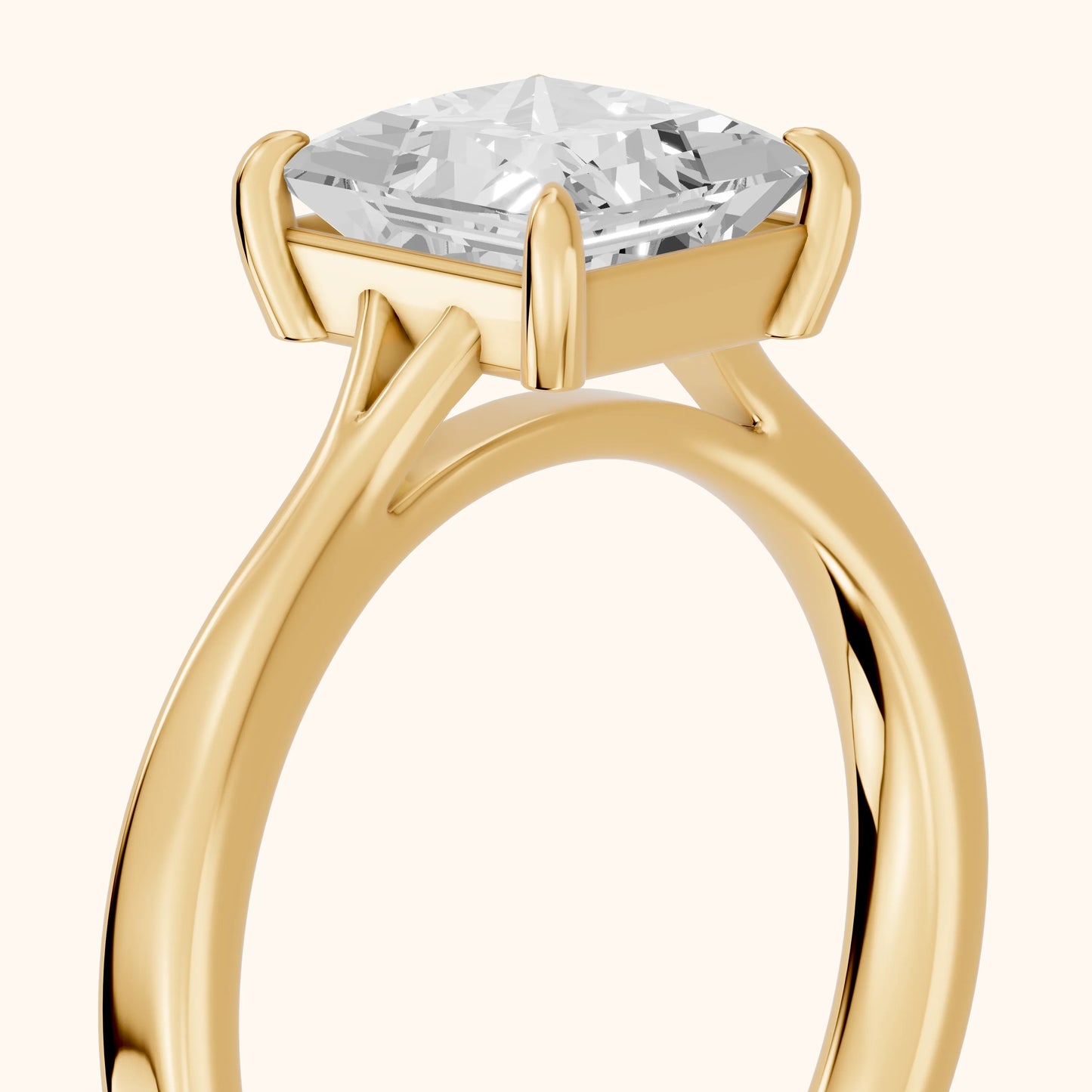 Anais Trellis Solitaire Princess Diamond Engagement Ring in Yellow Gold - slant-view.webp