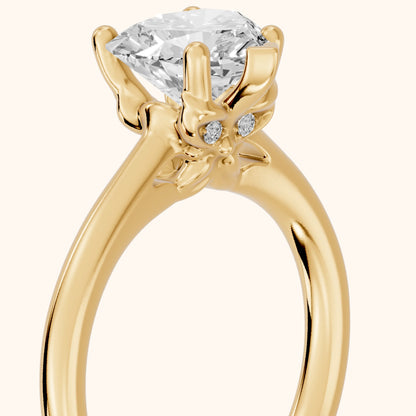 Benita Leaf Heart Diamond Engagement Ring in Yellow Gold - slant-view.webp