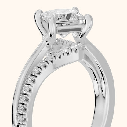 Stowe Bypass Pavé Princess Diamond Engagement Ring in Silver - slant-view.webp