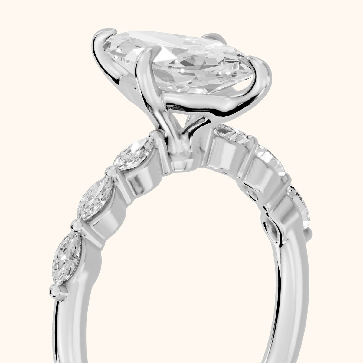 April Marquise-Side Marquise Diamond Engagement Ring in Platinum - slant-view.webp