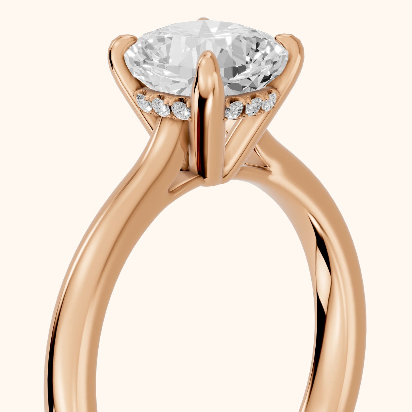 Mena Hidden Halo Cushion Diamond Engagement Ring in Rose Gold - slant-view.webp