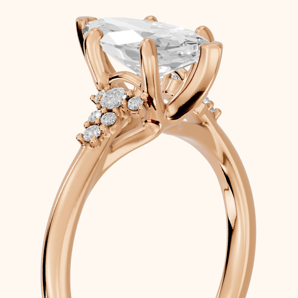 Vail Starburst Cluster Marquise Diamond Engagement Ring in Rose Gold - slant-view.webp