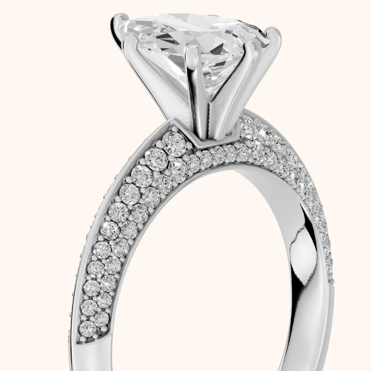 Lorna Knife Edge Pavé Pear Diamond Engagement Ring in White Gold - slant-view.webp