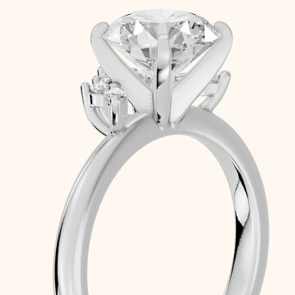Fiorella Leaf Cluster Round Diamond Engagement Ring in Silver - slant-view.webp