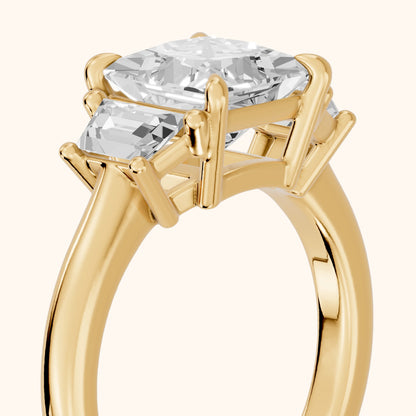 Filippa Trapezoid Three-Stone Princess Diamond Engagement Ring in Yellow Gold - slant-view.webp