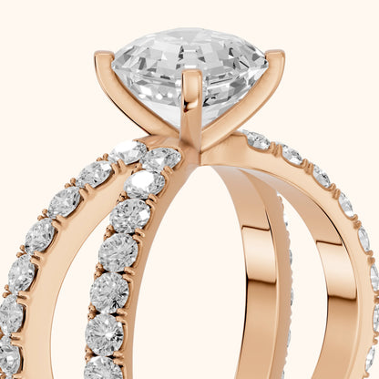 Lior Criss Cross Pavé Asscher Diamond Engagement Ring in Rose Gold - slant-view.webp