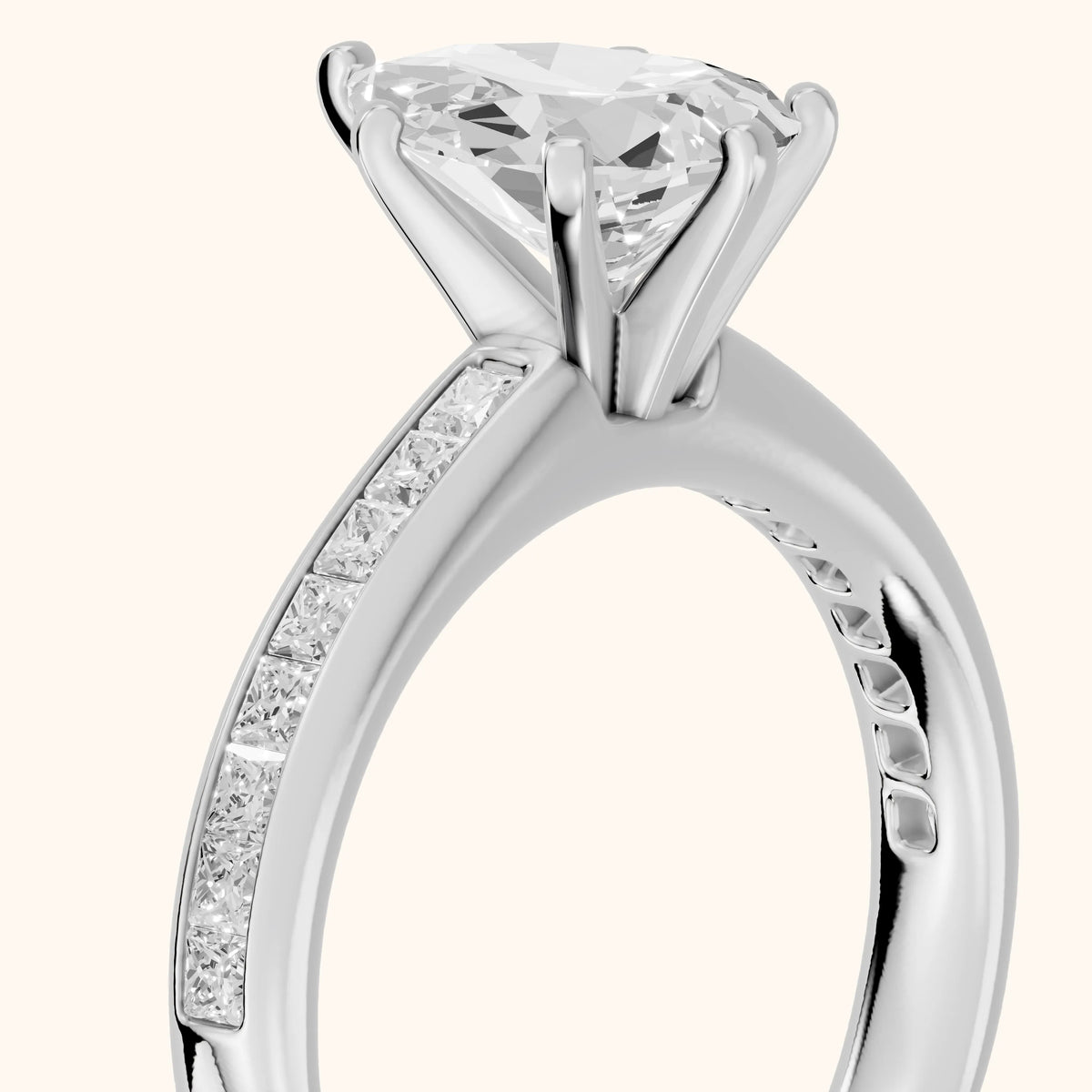 Solano Channel Set Pear Diamond Engagement Ring in Platinum - slant-view.webp