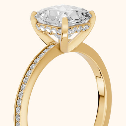 Naia Hidden Halo Radiant Diamond Ring in Yellow Gold - slant-view.webp