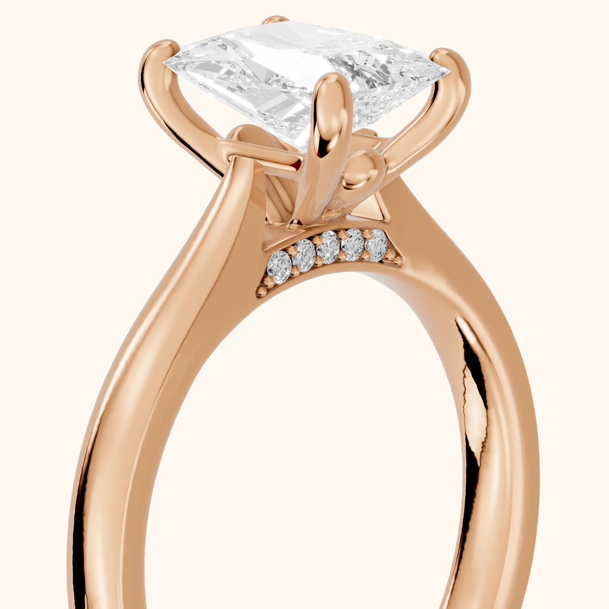 Sofia Cathedral Radiant Diamond Engagement Ring in Rose Gold - slant-view.webp