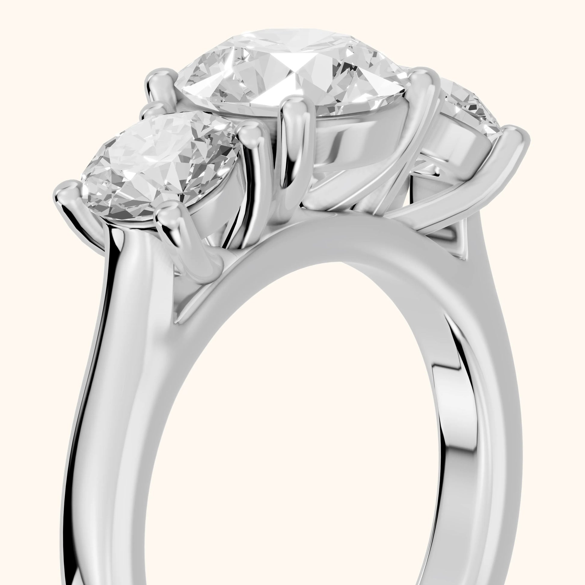 Callie Three-Stone Trellis Round Diamond Engagement Ring in Silver - slant-view.webp