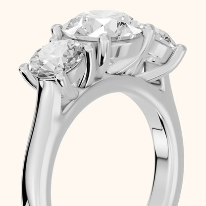 Callie Three-Stone Trellis Round Diamond Engagement Ring in Silver - slant-view.webp