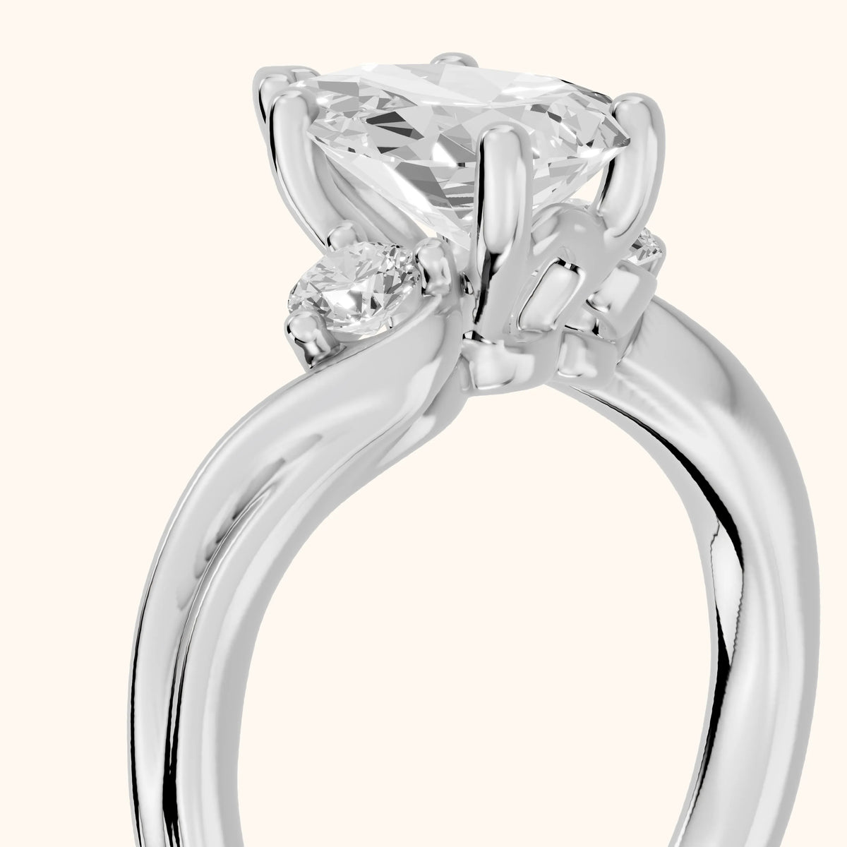 Rena Bypass Three-Stone Pear Diamond Engagement Ring in Platinum - slant-view.webp
