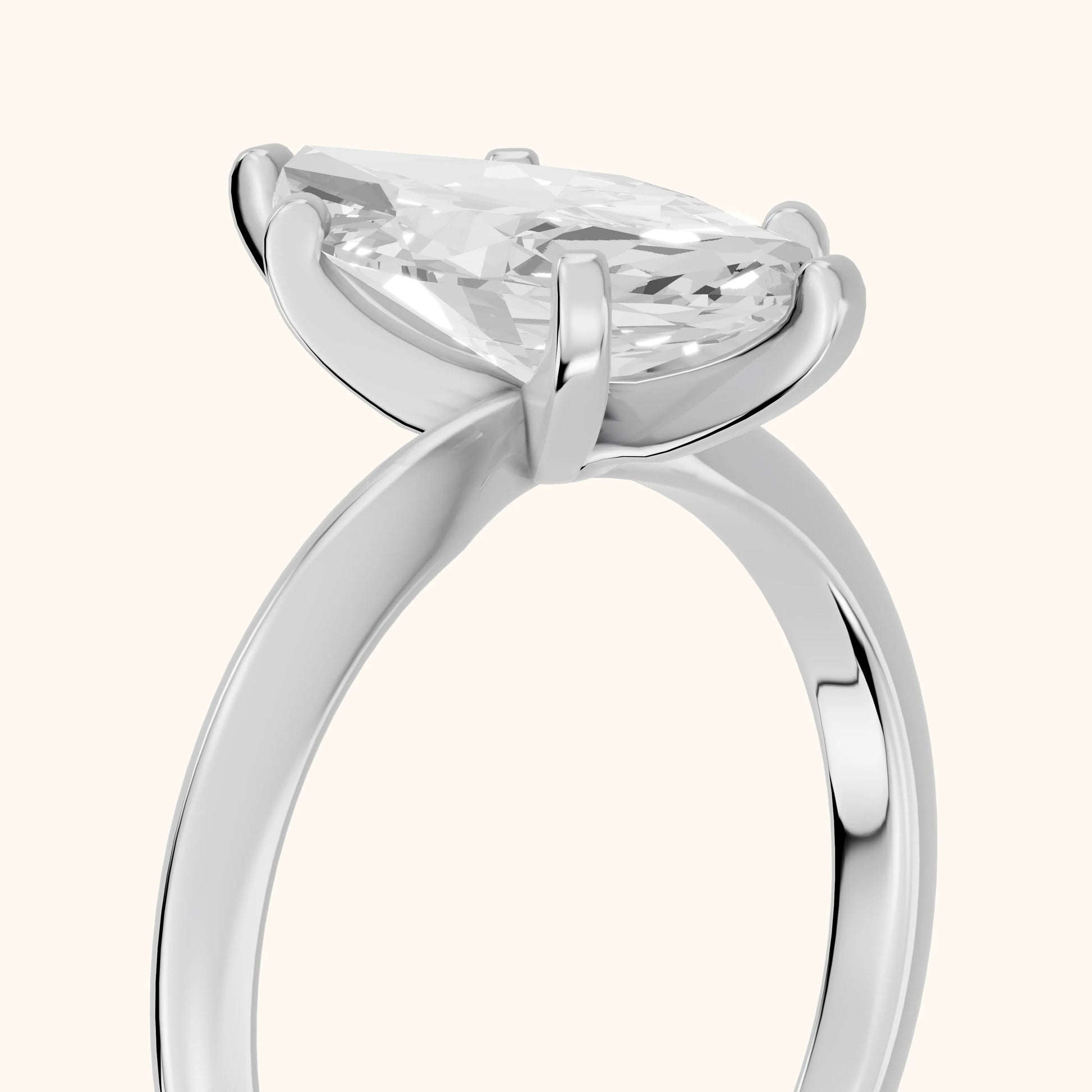 Wren Solitaire Marquise Diamond Ring in Silver - slant-view.webp