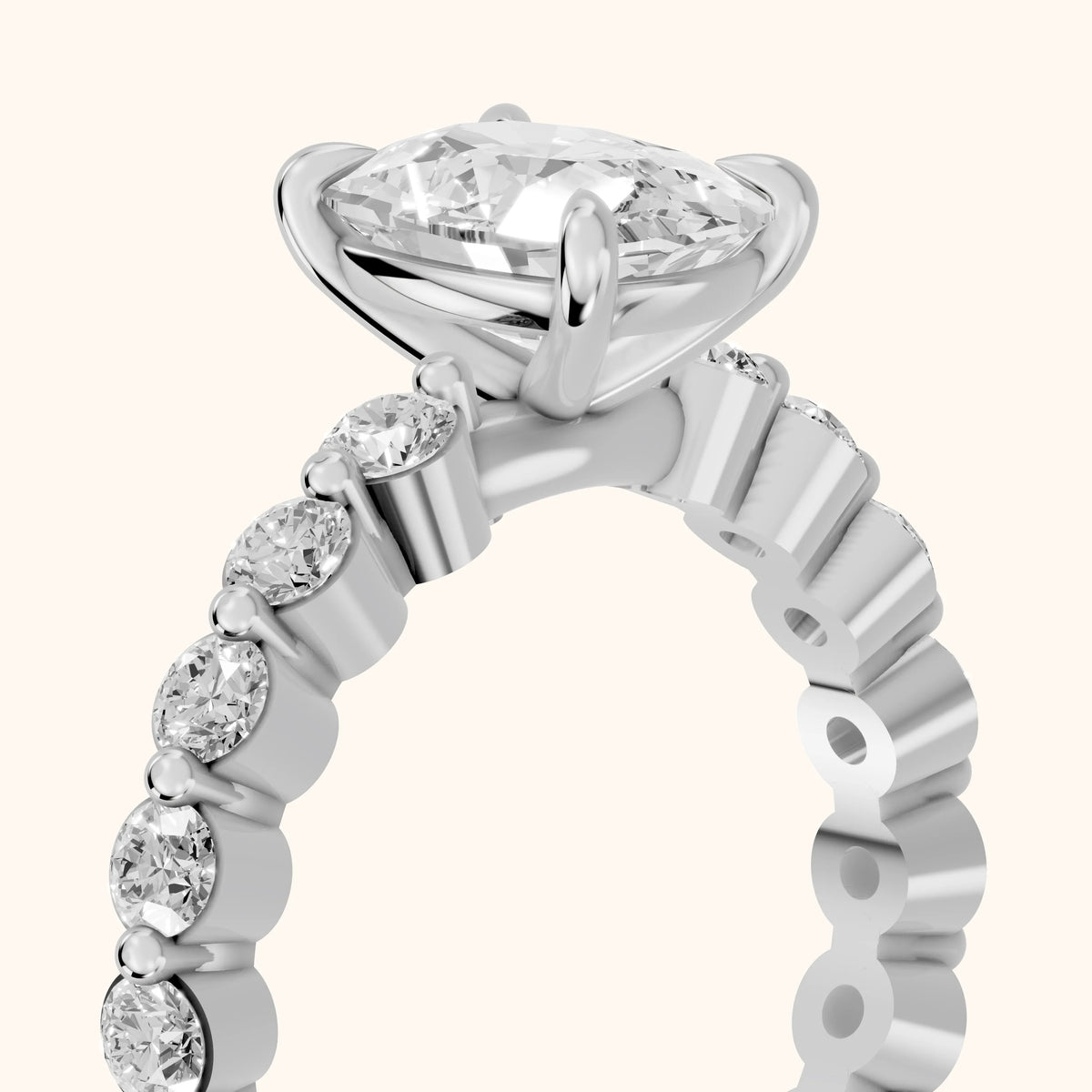 Piper Sidestone Cushion Diamond Engagement Ring in White Gold - slant-view.webp