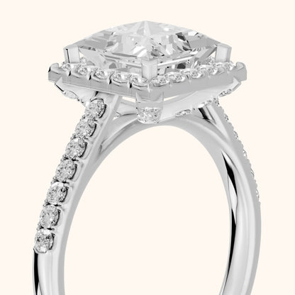 Alma Halo Pavé Princess Diamond Ring in White Gold - slant-view.webp