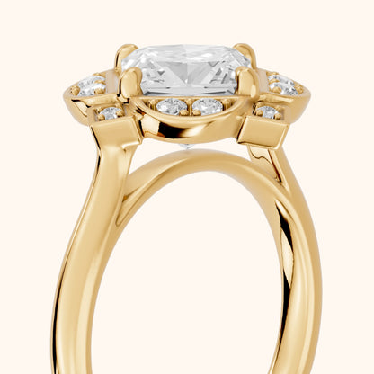 Gwyneth Vintage Floral Princess Diamond Engagement Ring in Yellow Gold - slant-view.webp