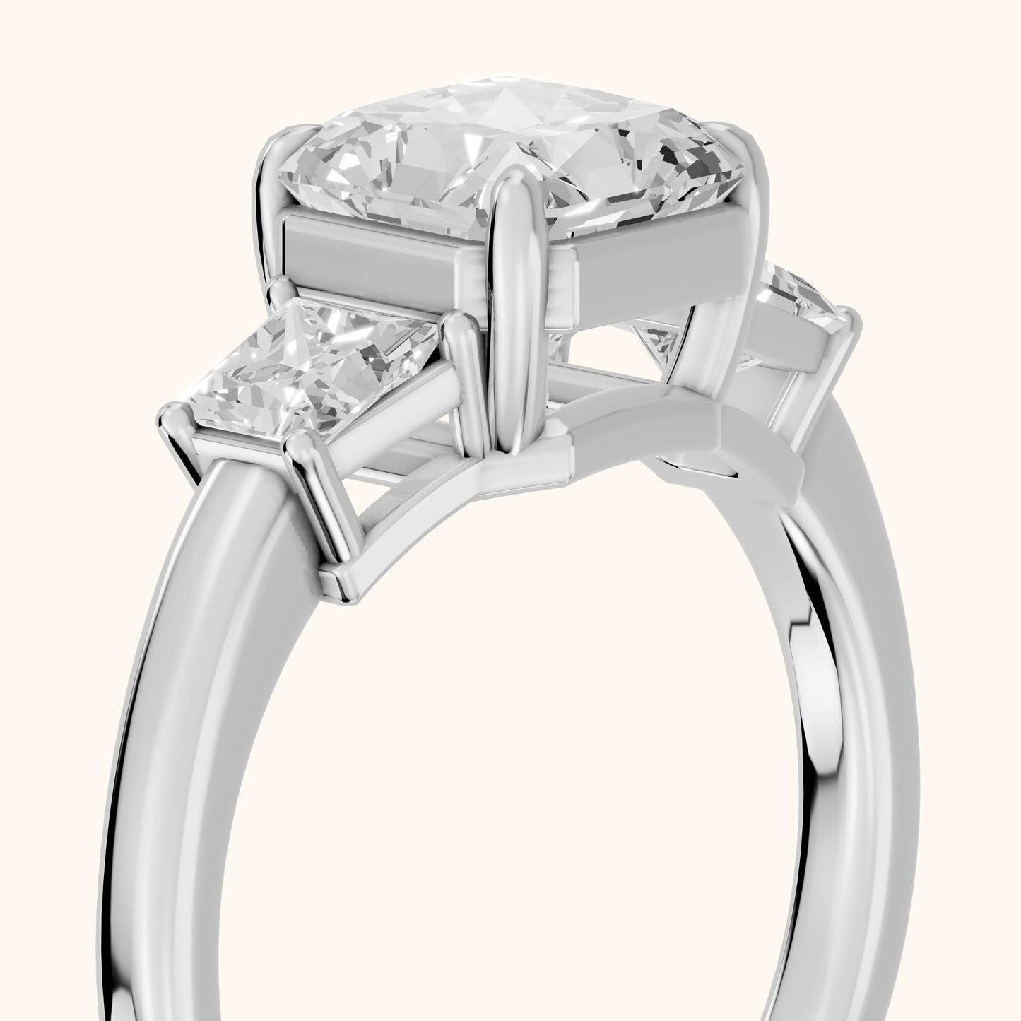 Selena Three-Stone Basket Radiant Diamond Ring in Platinum - slant-view.webp