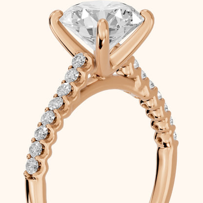 Octavia Cathedral Pavé Round Diamond Engagement Ring in Rose Gold - slant-view.webp