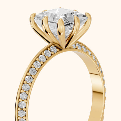 Meredith Knife Edge Pavé Princess Diamond Engagement Ring in Yellow Gold - slant-view.webp