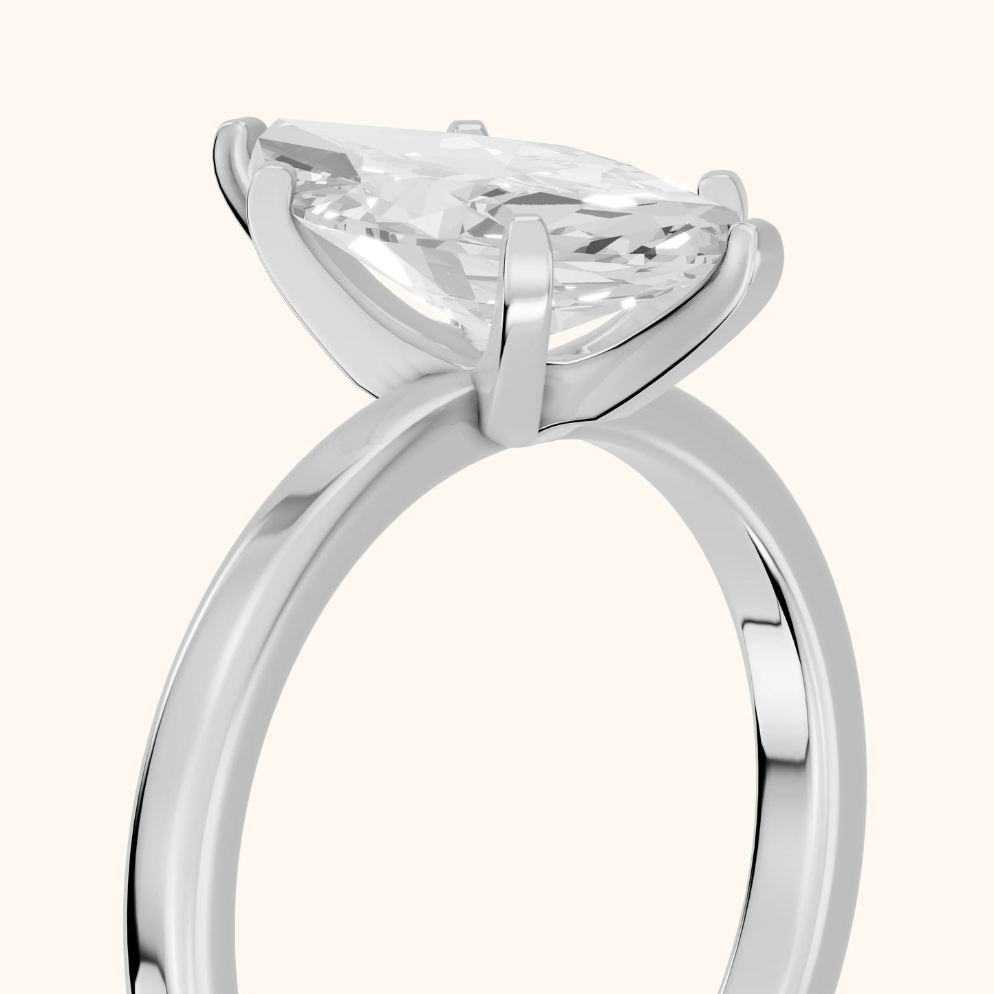 Liana Solitaire Claw Prong Marquise Diamond Engagement Ring in Silver - slant-view.webp