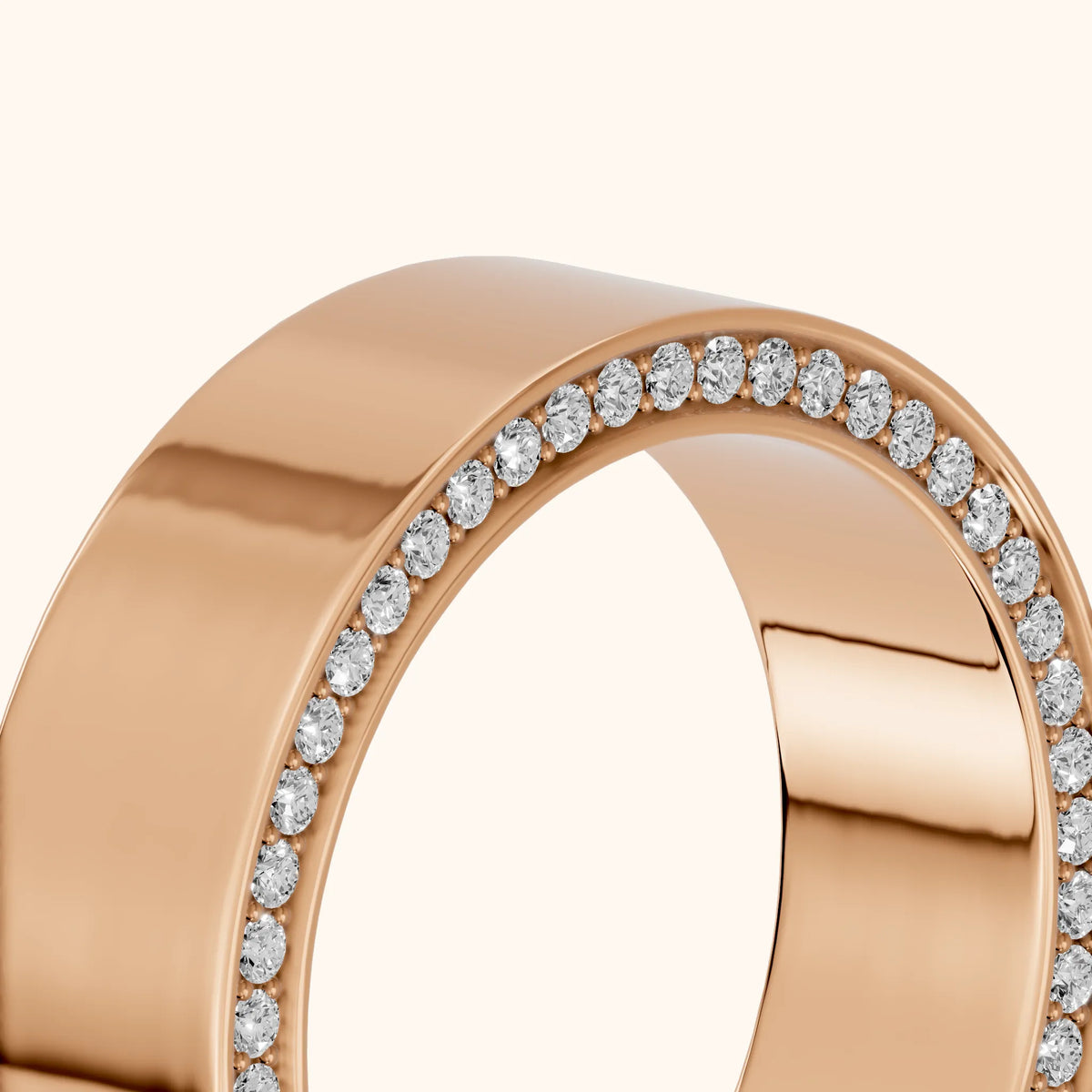 Raya Micropavé Round Diamond Eternity Band in Rose Gold - slant-view