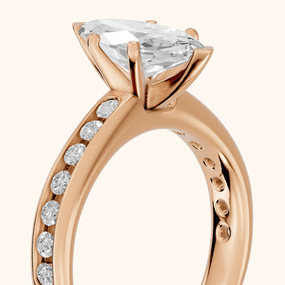 Avalon Channel Set Marquise Diamond Engagement Ring in Rose Gold - slant-view.webp