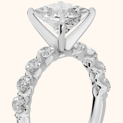 Maura Beaded Statement Princess Diamond Engagement Ring in Silver - slant-view.webp