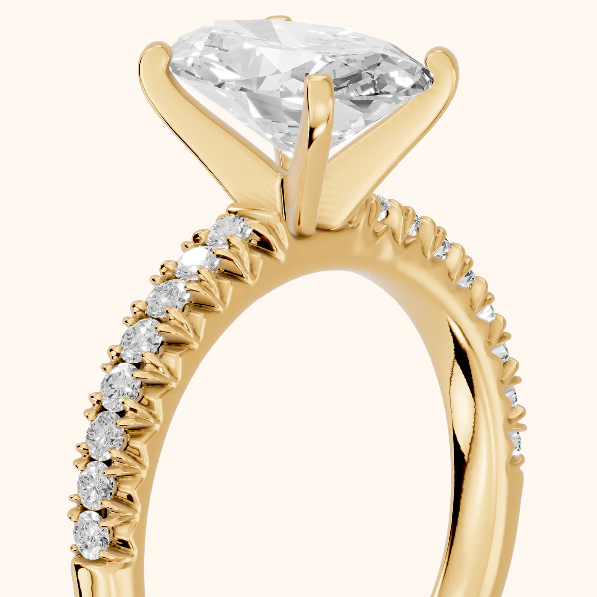 Iona French Pavé Oval Diamond Engagement Ring in Yellow Gold - slant-view.webp