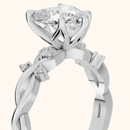 Vashon Vine Twist Heart Diamond Engagement Ring in White Gold - slant-view.webp