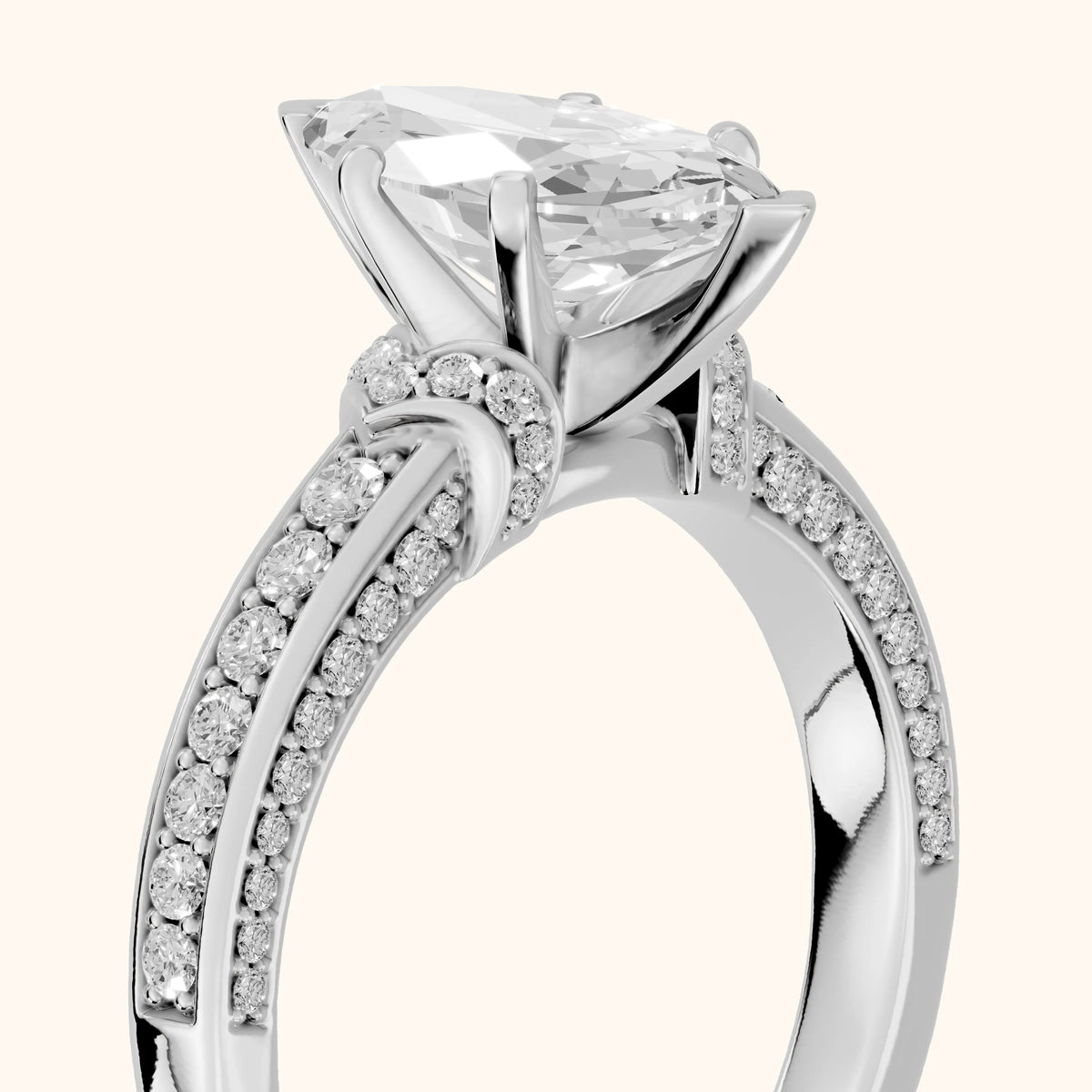 Anabelle Statement Pavé Marquise Diamond Engagement Ring in Silver - slant-view.webp
