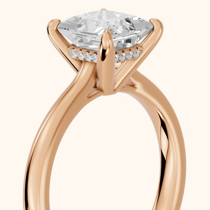 Mena Hidden Halo Princess Diamond Engagement Ring in Rose Gold - slant-view.webp
