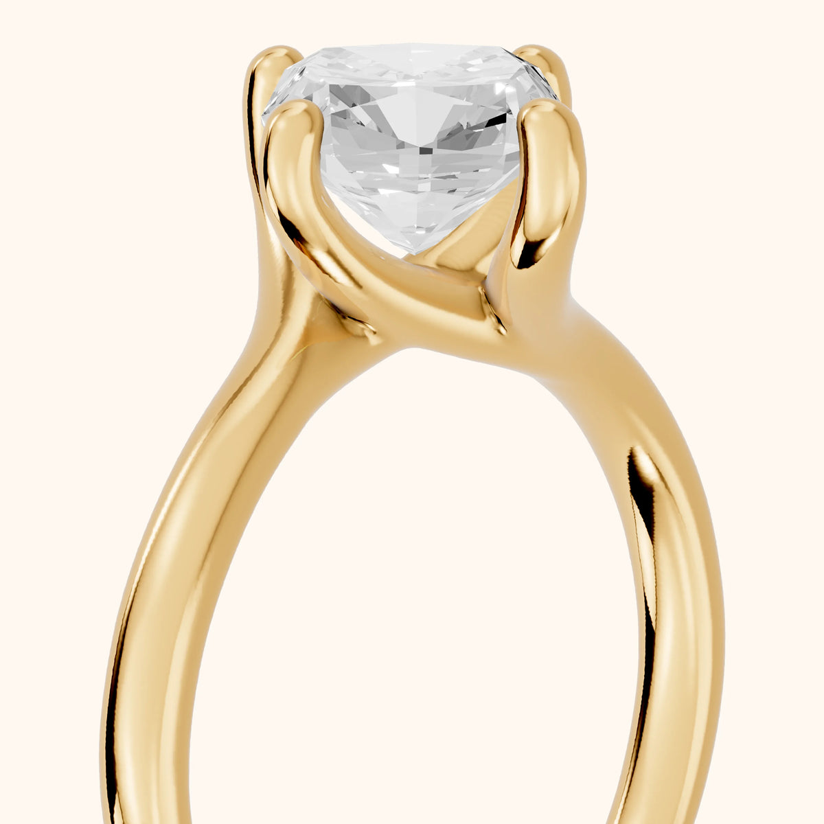 Clio Bypass Solitaire Cushion Diamond Engagement Ring in Yellow Gold - slant-view.webp