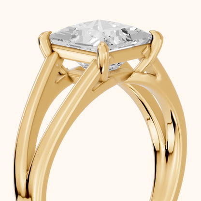 Giselle Solitaire Split Shank Princess Diamond Engagement Ring in Yellow Gold - slant-view.webp