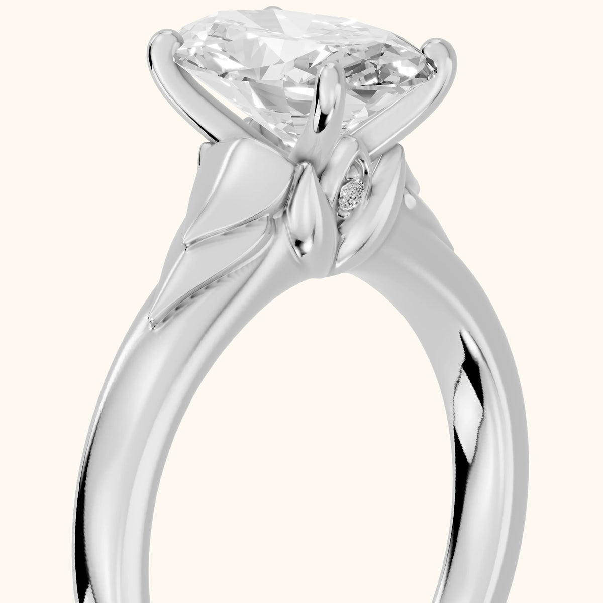 Jana Engraved Oval Diamond Engagement Ring in White Gold - slant-view.webp