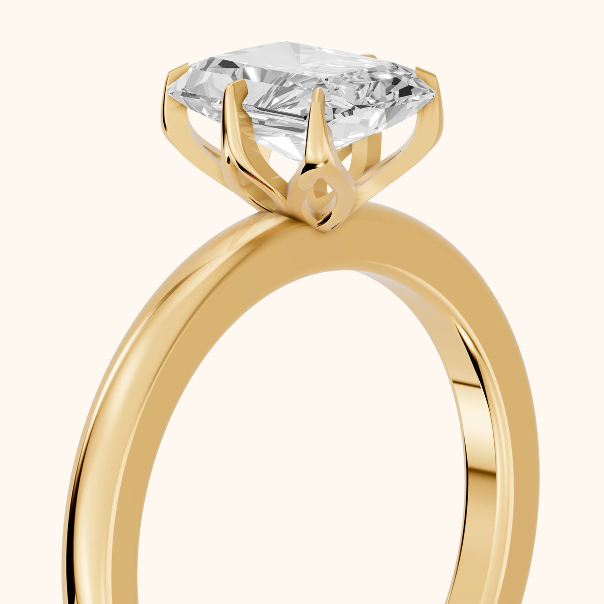 Serena Blossom Solitaire Radiant Diamond Engagement Ring in Yellow Gold - slant-view.webp
