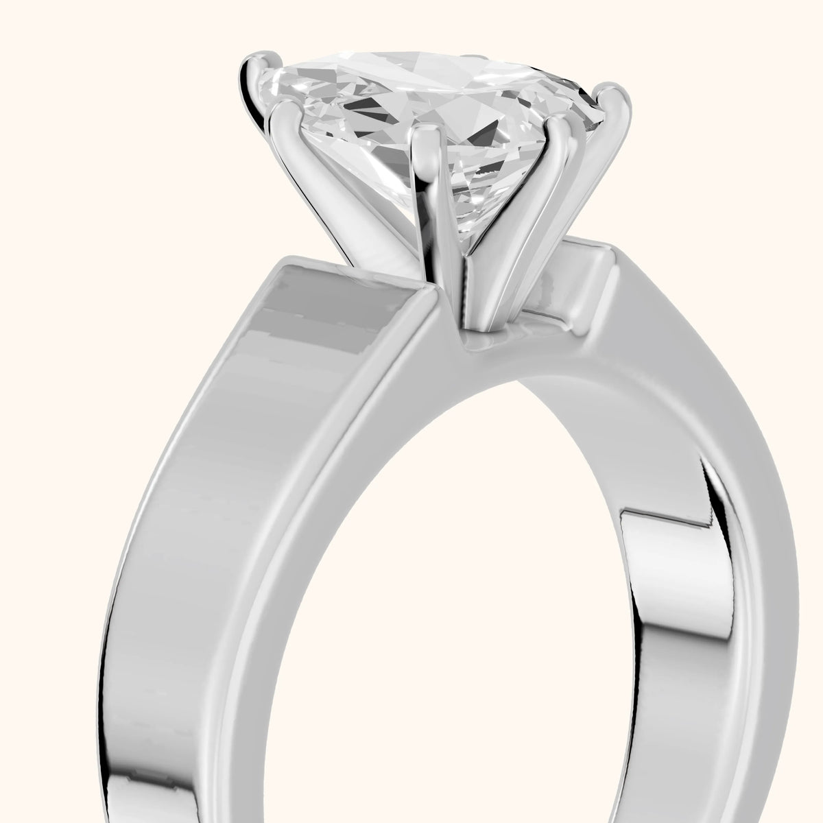 Susannah Wide Band Solitaire Pear Diamond Engagement Ring in Silver - slant-view.webp